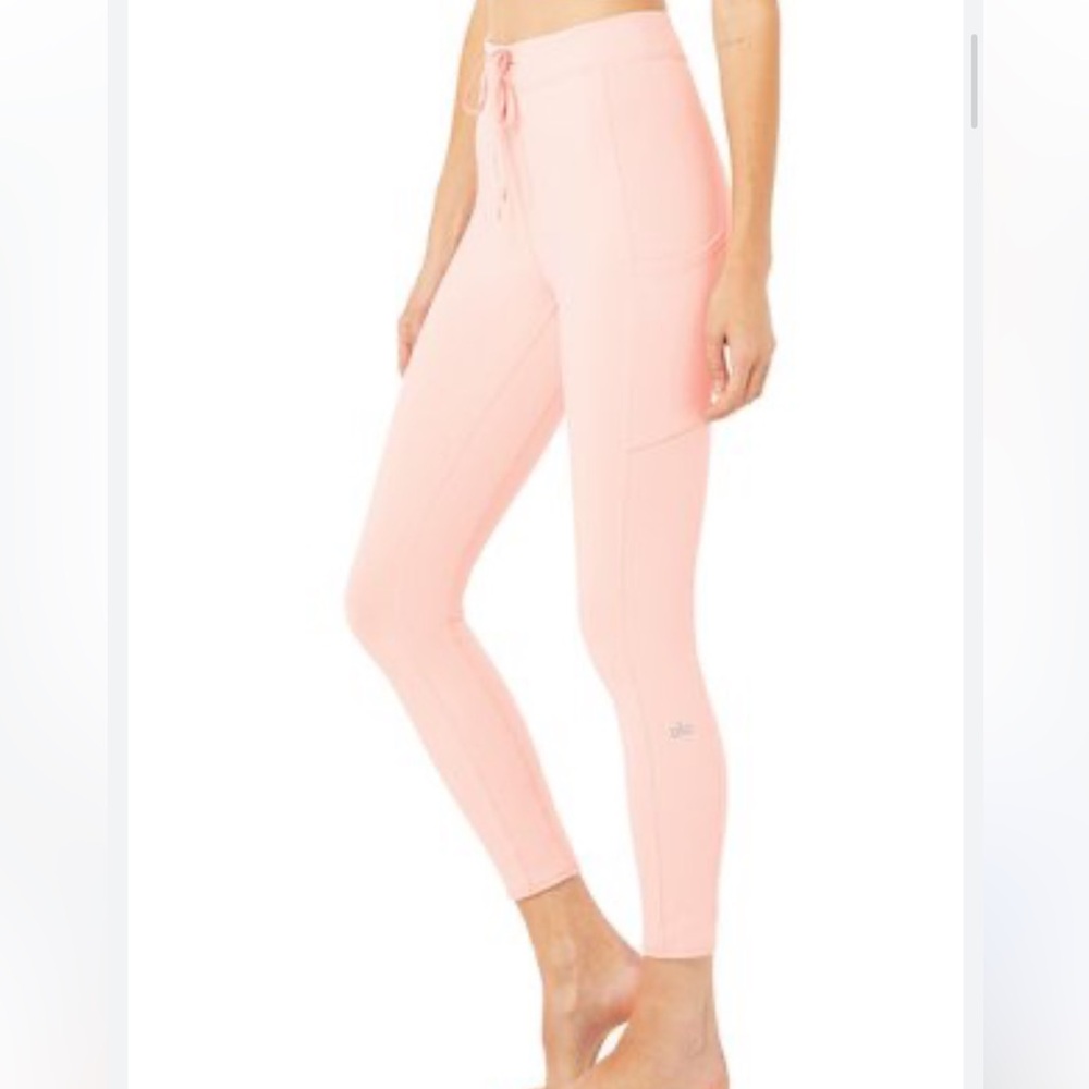 Alo Yoga high waist 7/8 Checkpoint leggings Pink Mauve Size XS